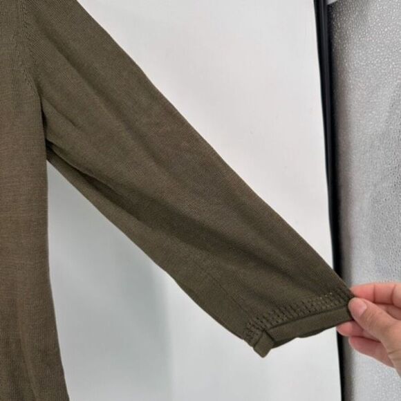 VTG Y2K Banana Republic Silk Lace up Olive Green Sweater Peasant Cottage Medium - Picture 5 of 10